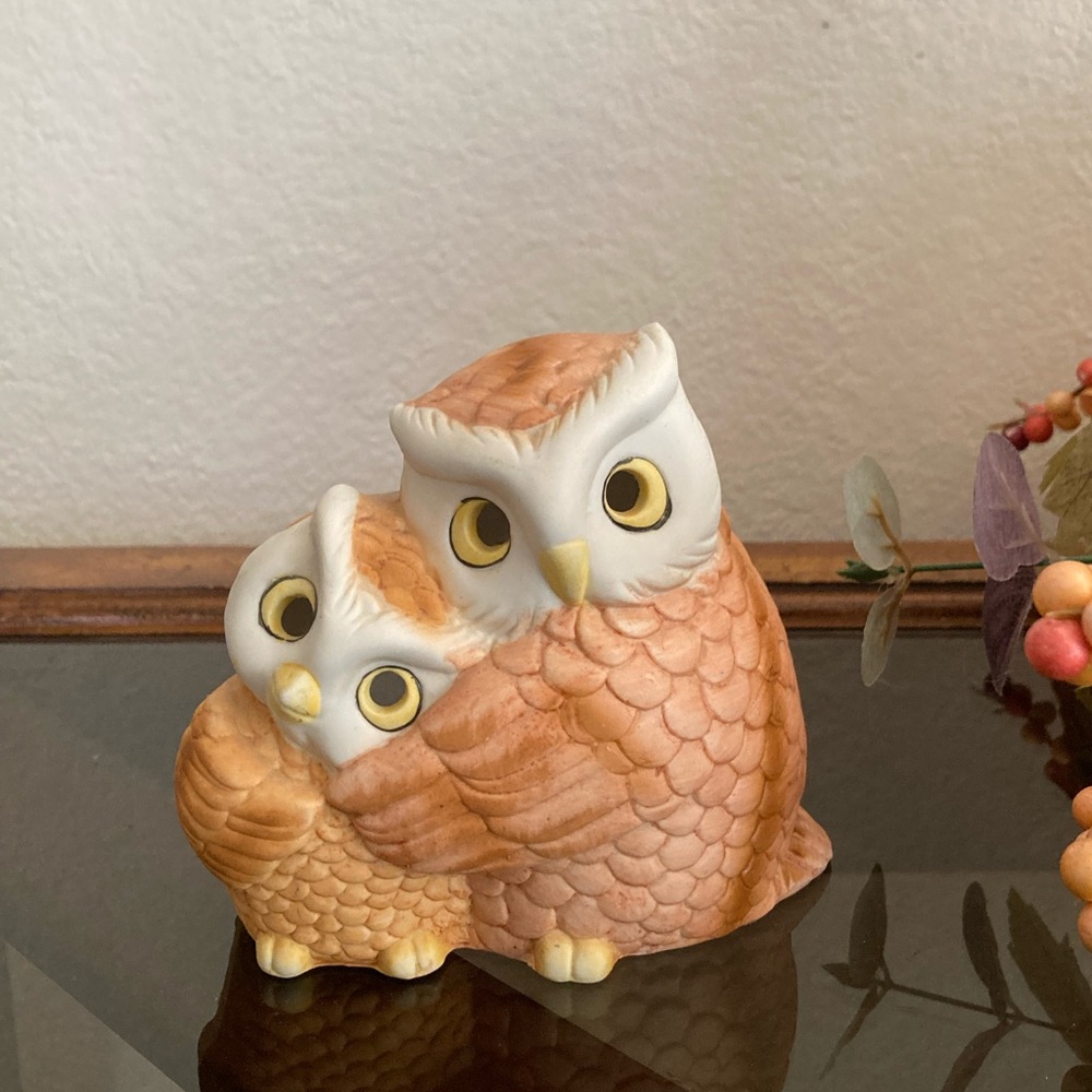 VINTAGE Owl’s Ceramic Votive/Tealight Mama & Baby Candle Holder